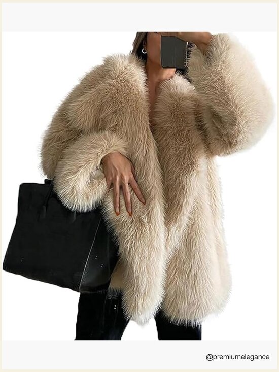 Jackets & Blazers - Faux Fur Coat Long Sleeve Lapel Open Front Oversized Winter Fall Shaggy Warm